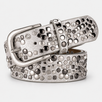 Ceinture À Rivets Géométriques En Similicuir argenté Femme Univers Ceinture