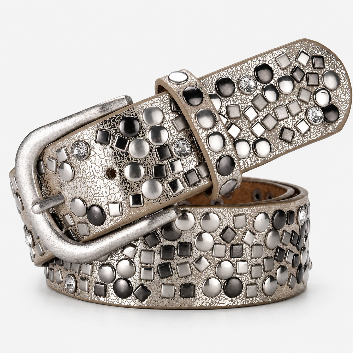 Ceinture À Rivets Géométriques En Similicuir doré Femme Univers Ceinture
