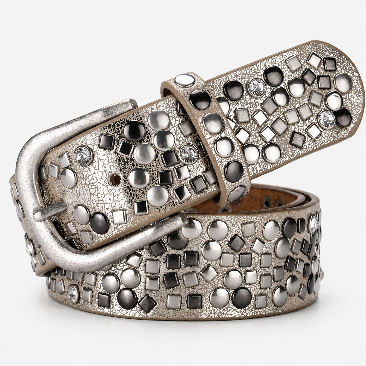 Ceinture À Rivets Géométriques En Similicuir doré Femme Univers Ceinture