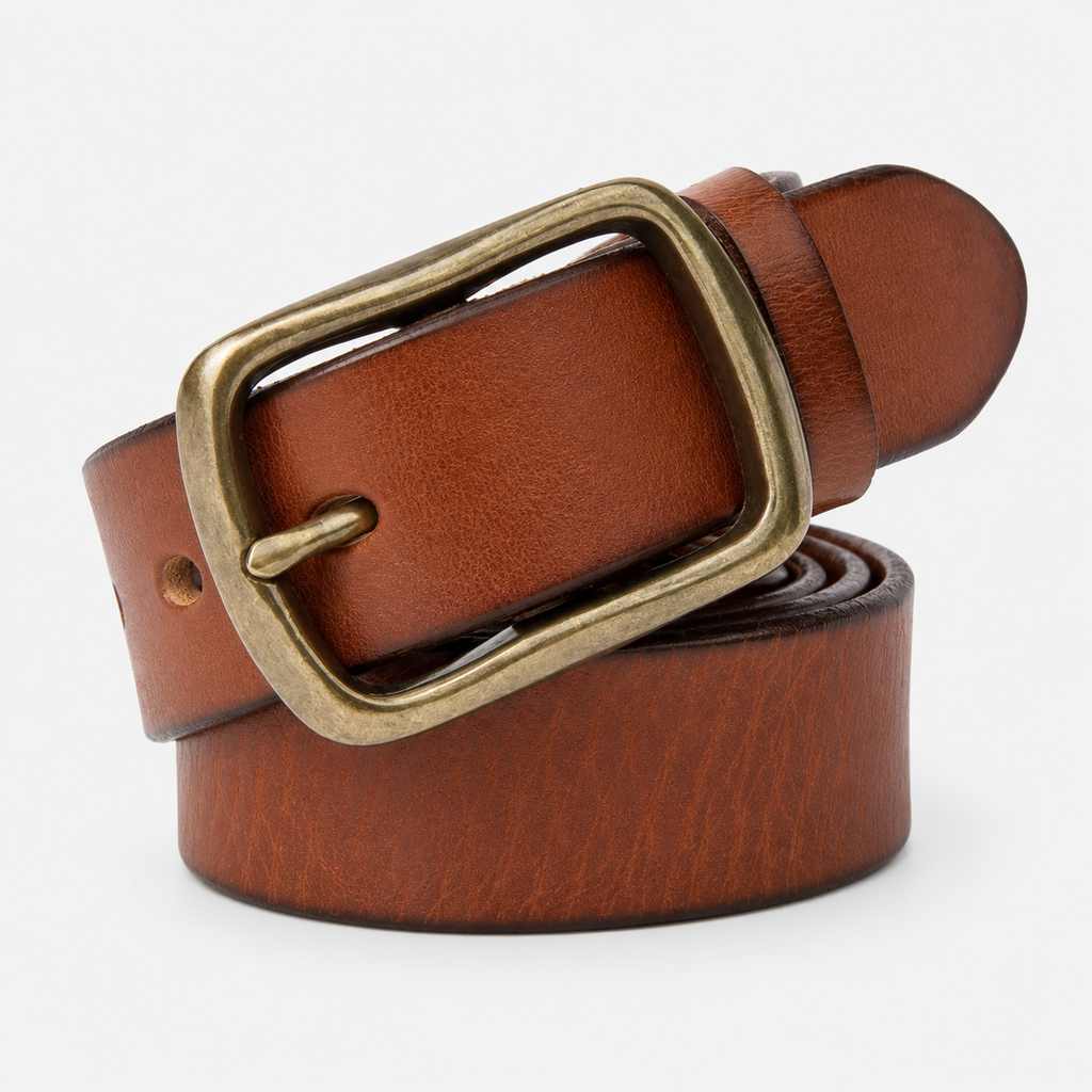 Ceinture Roux Retro En Cuir De Vachette Boucle En Cuivre Homme Univers Ceinture