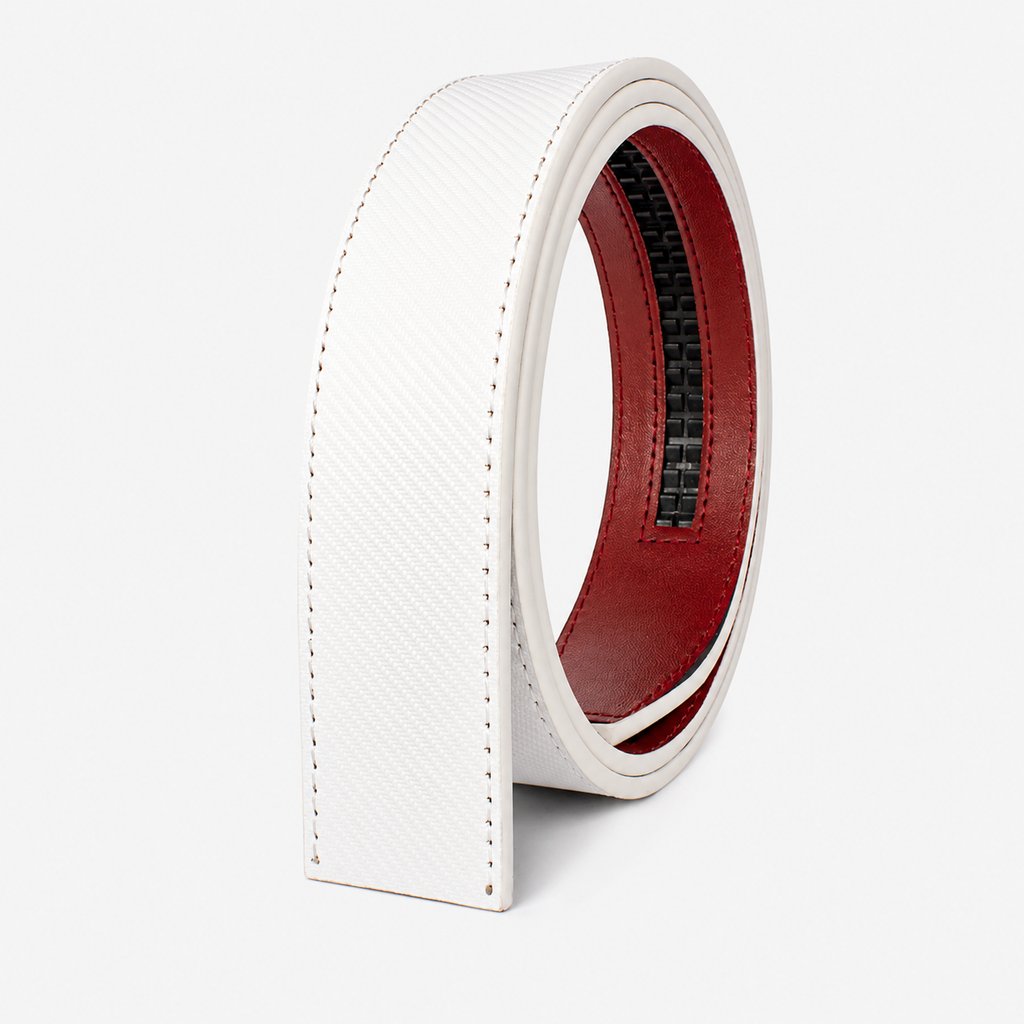 Ceinture Toutes Saisons Sans Boucle En Cuir Blanc Univers Ceinture