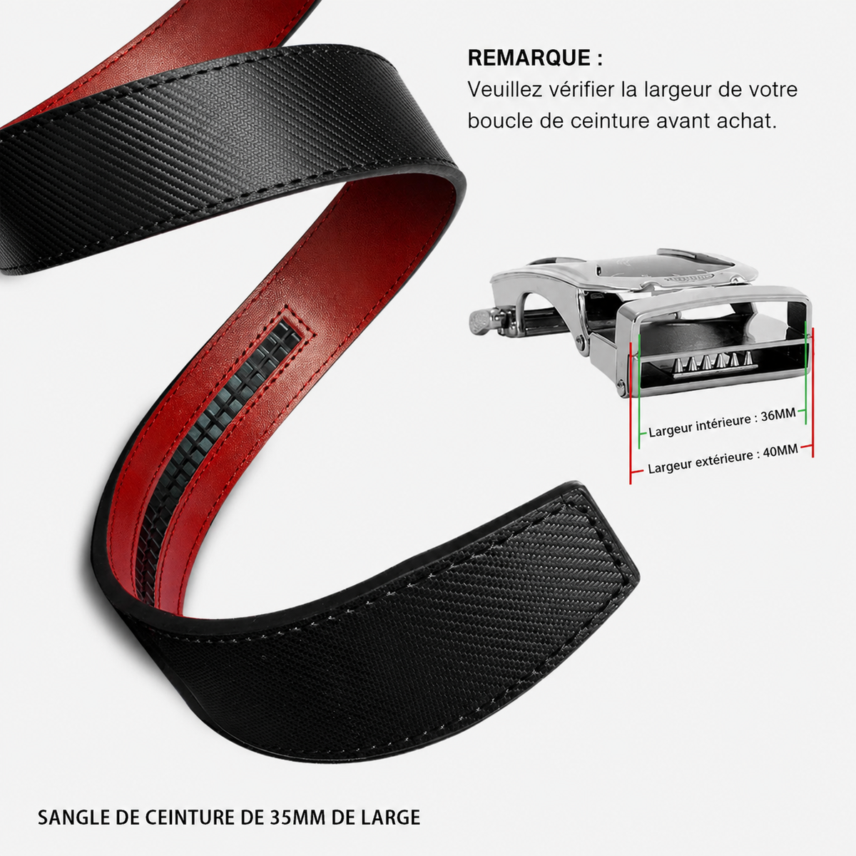 Ceinture Toutes Saisons Sans Boucle En Cuir Noir Schéma Univers Ceinture