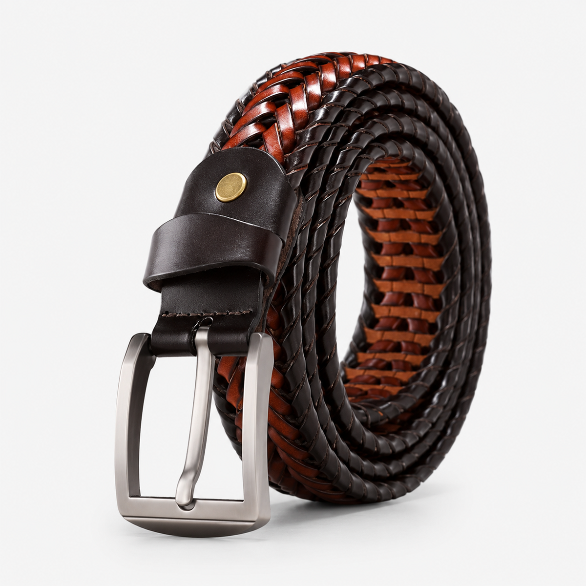Ceinture Tressée En Cuir Véritable Camel Homme Univers Ceinture