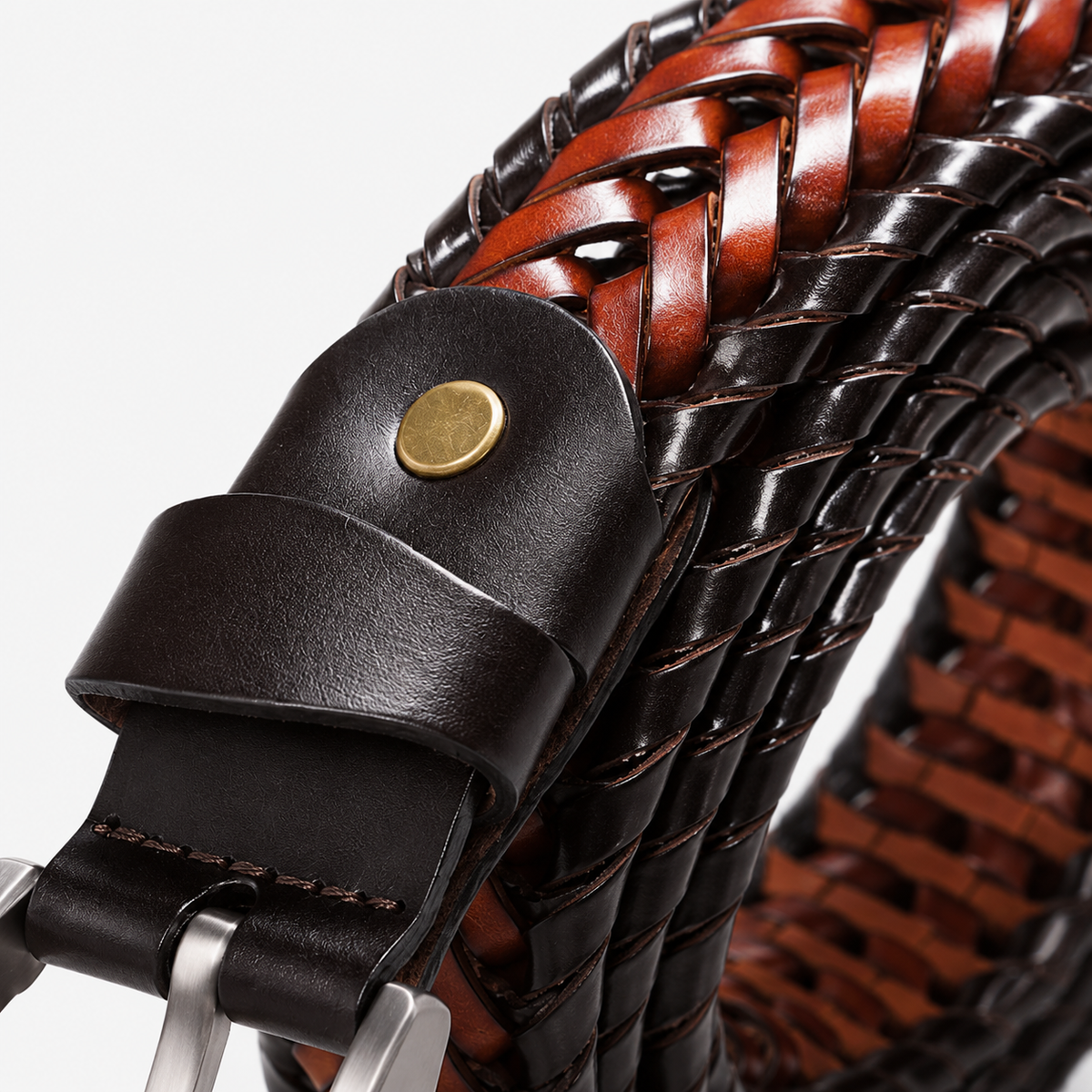 Détails Ceinture Tressée En Cuir Véritable Camel Homme Univers Ceinture