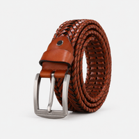 Ceinture Tressée En Cuir Véritable Cognac Homme Univers Ceinture