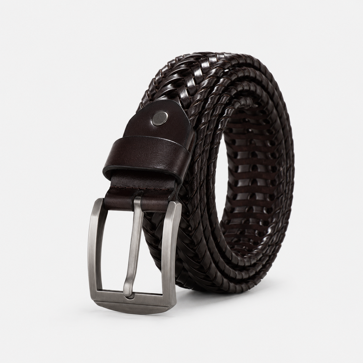 Ceinture Tressée En Cuir Véritable Marron foncé Homme Univers Ceinture