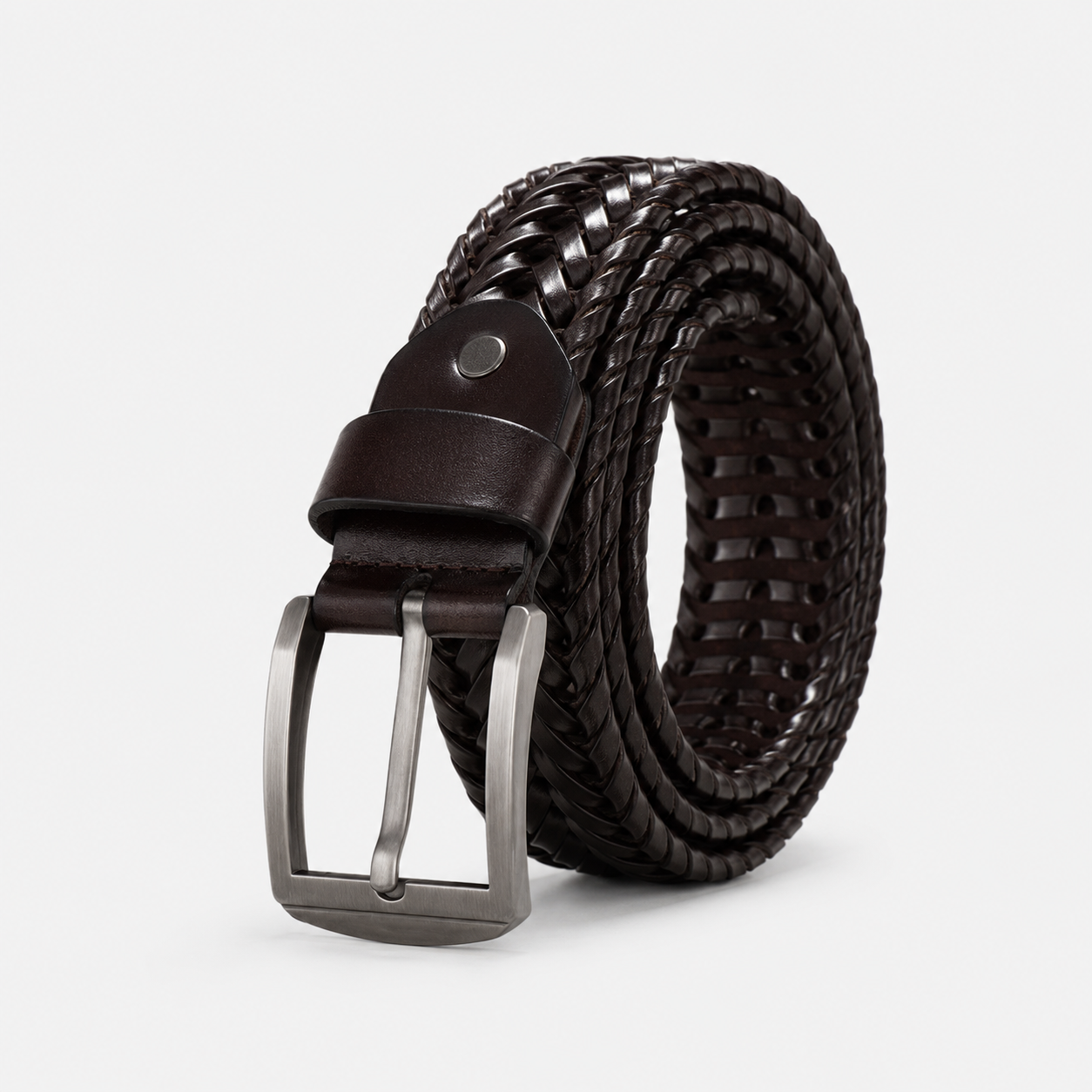 Ceinture Tressée En Cuir Véritable Marron foncé Homme Univers Ceinture