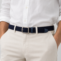 Ceinture Tressée Élastique En Polyester Bleu Marine portée Univers Ceinture