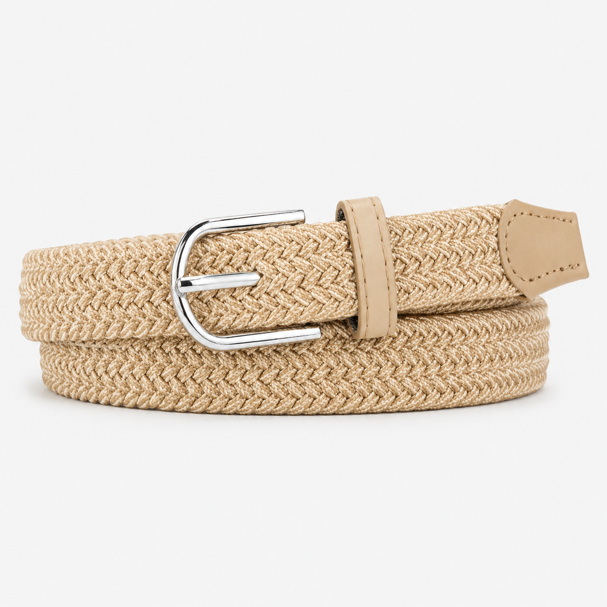 Ceinture Tressée Élastique Sans Trou Beige Homme Univers Ceinture
