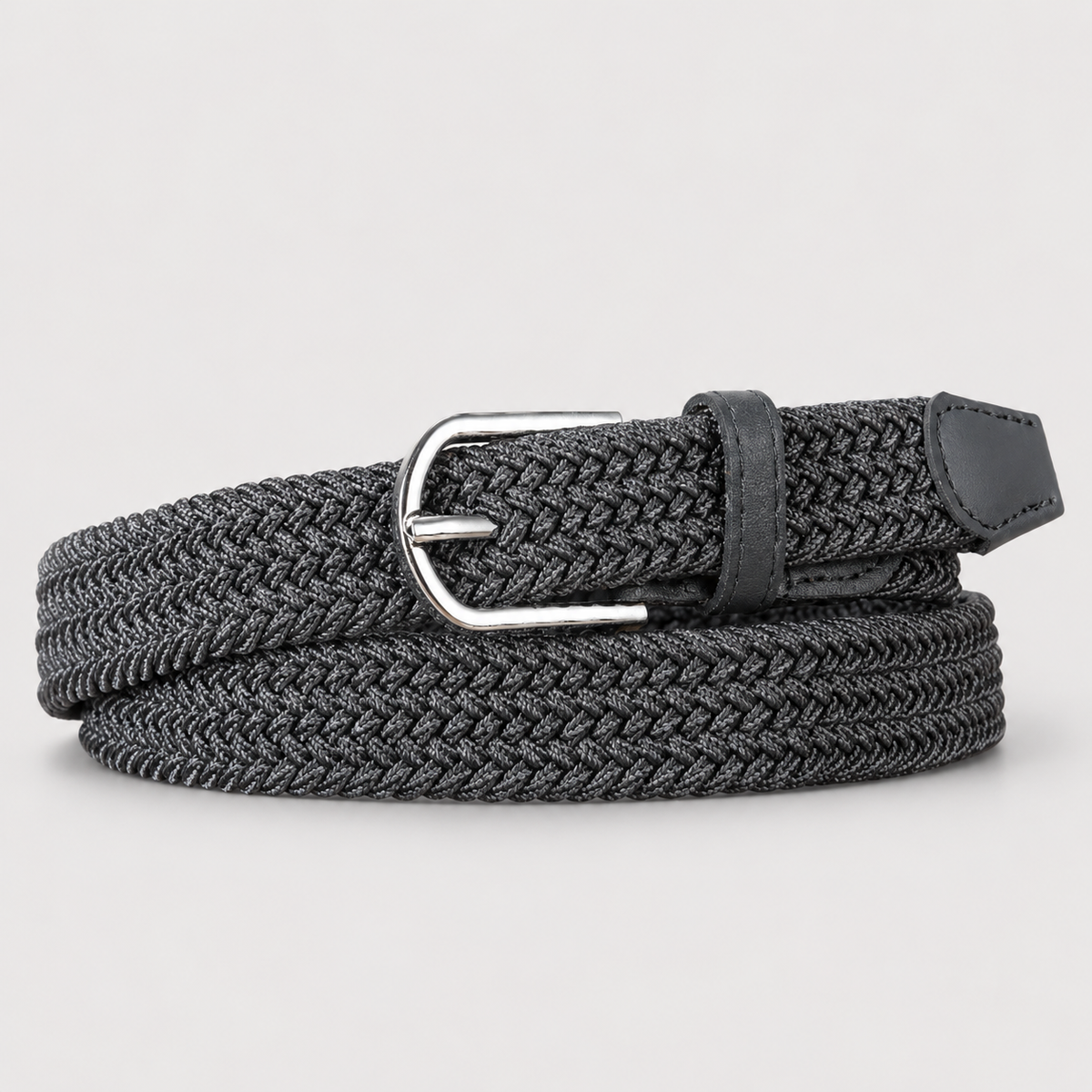 Ceinture Tressée Élastique Sans Trou Grise Homme Univers Ceinture