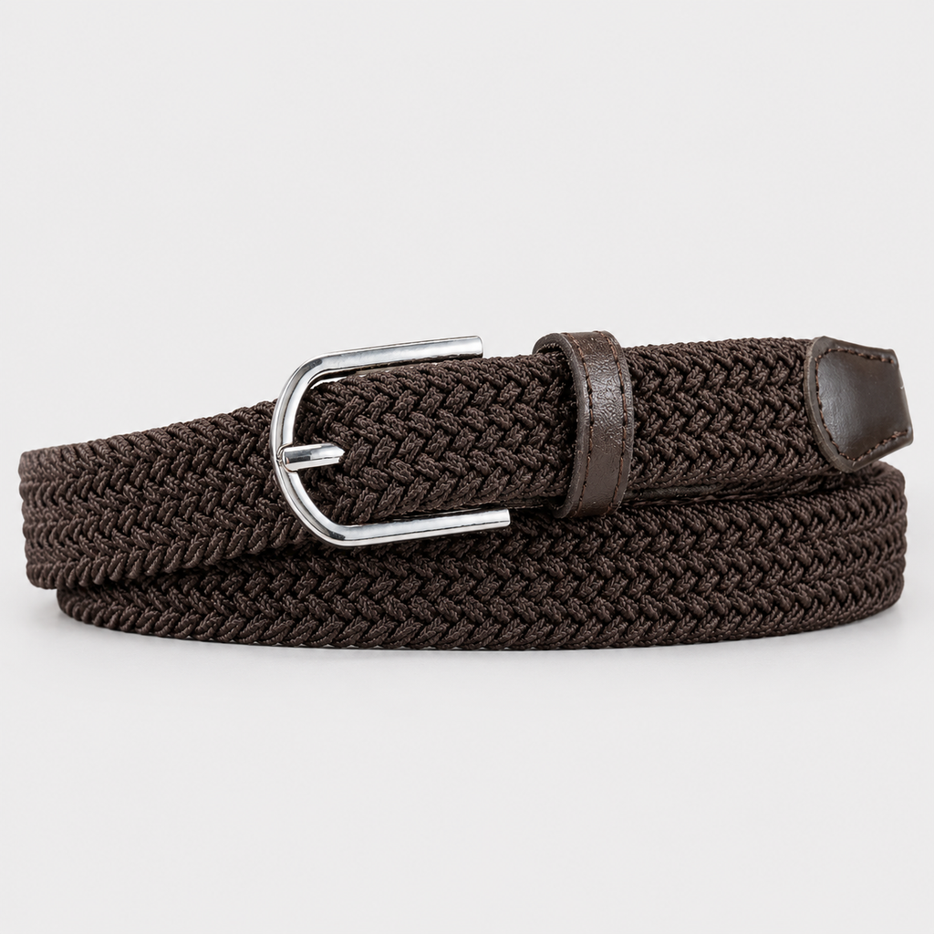 Ceinture Tressée Élastique Sans Trou Marron Homme Univers Ceinture
