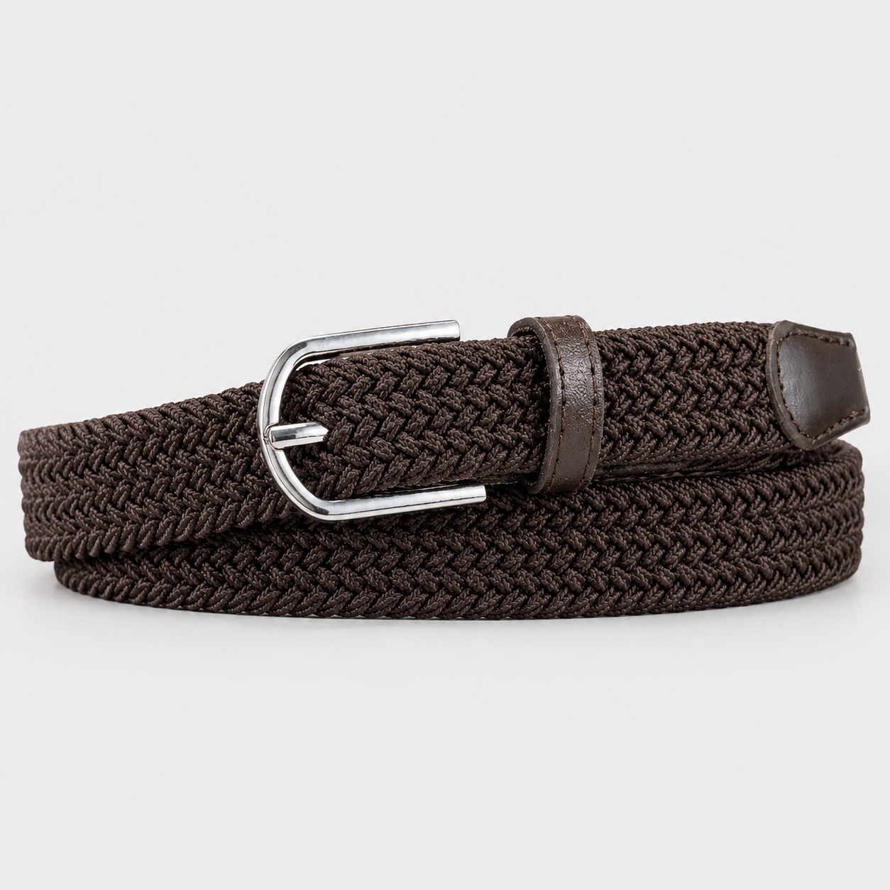 Ceinture Tressée Élastique Sans Trou Marron Homme Univers Ceinture