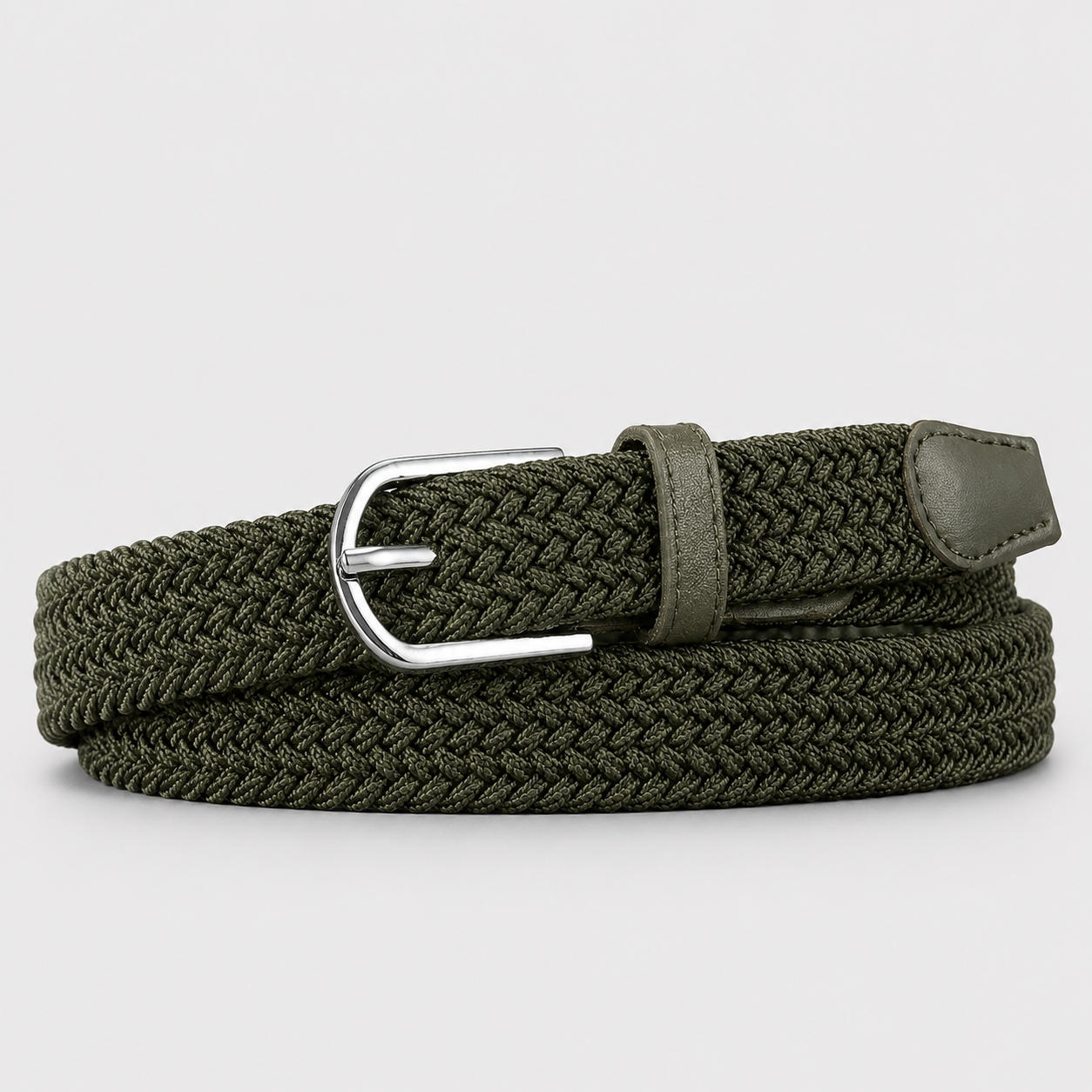 Ceinture Tressée Élastique Sans Trou Verte Homme Univers Ceinture