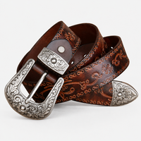 Ceinture Western En Cuir Marron Embossé Style Unisexe Univers Ceinture