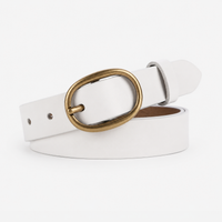 Ceinture blanc En Cuir De Vachette À Boucle Ardillon portée Femme univers ceinture
