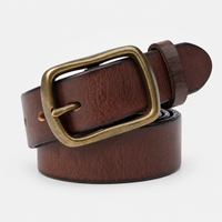 Ceinture Café Retro En Cuir De Vachette Boucle En Cuivre Homme Univers Ceinture