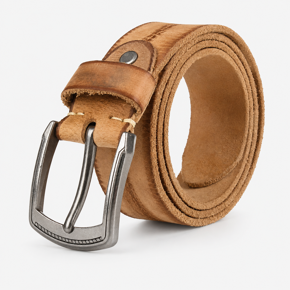 Ceintures Acier Cuir De Vachette Véritable Boucle Camel Homme Univers Ceinture