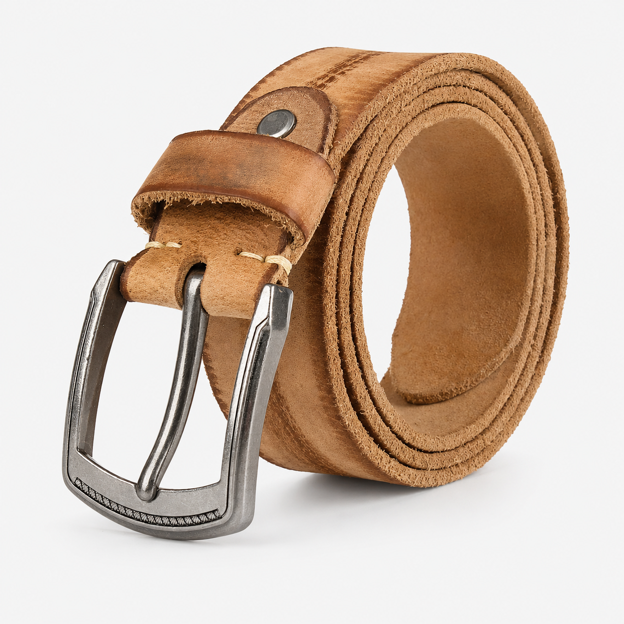 Ceintures Acier Cuir De Vachette Véritable Boucle Camel Homme Univers Ceinture
