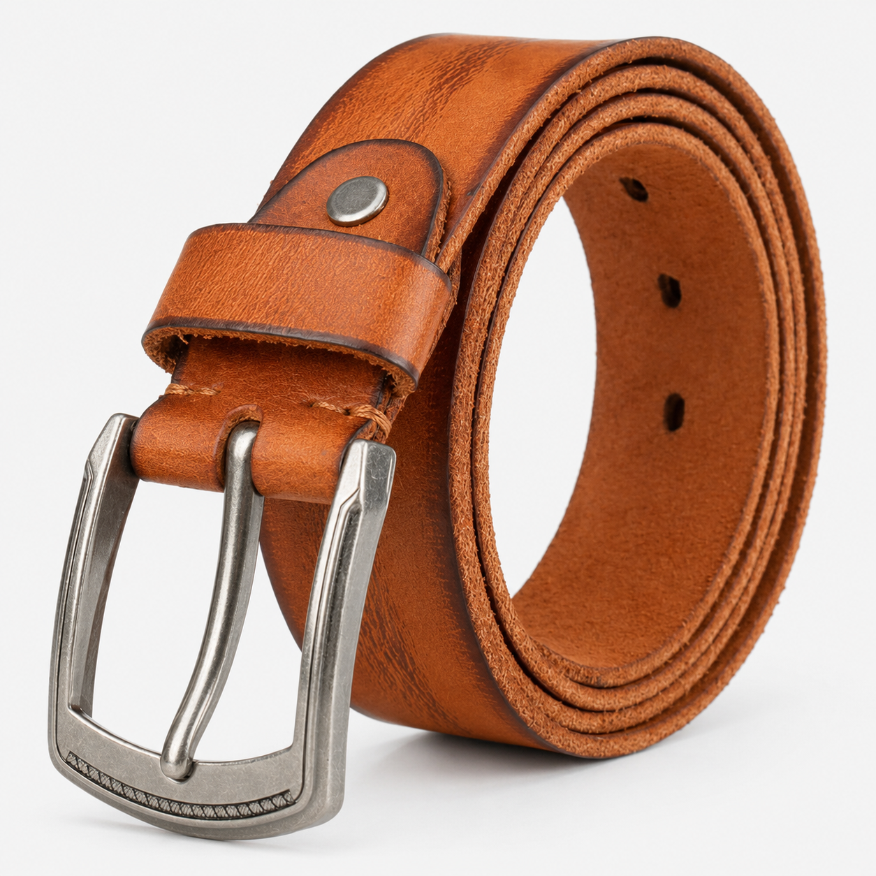 Ceintures Acier Cuir De Vachette Véritable Boucle Roux Homme Univers Ceinture