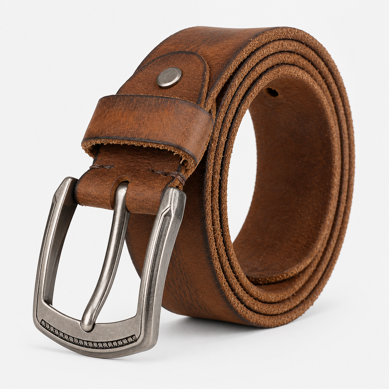Ceintures Acier Cuir De Vachette Véritable Boucle Café Homme Univers Ceinture