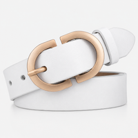 Ceintures Alliage De Zinc En Cuir De Vachette Boucle Dorée Blanc Femme Univers Ceinture