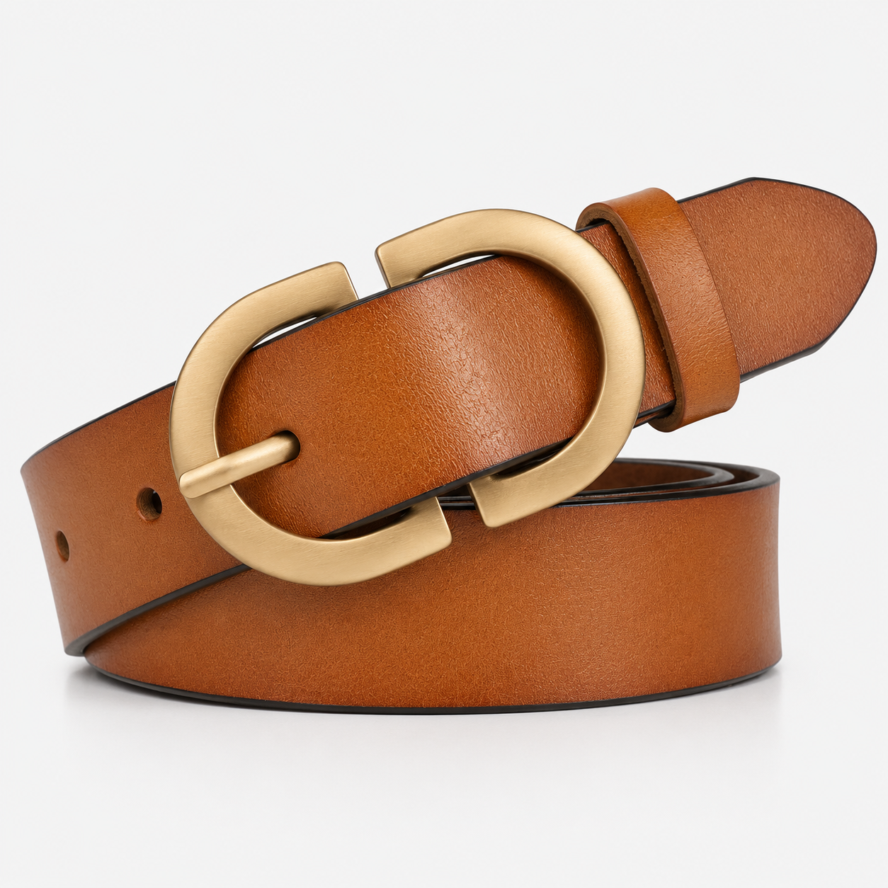 Ceintures Alliage De Zinc En Cuir De Vachette Boucle Dorée Brun doré Femme Univers Ceinture