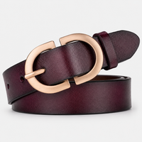 Ceintures Alliage De Zinc En Cuir De Vachette Boucle Dorée Marron Femme Univers Ceinture