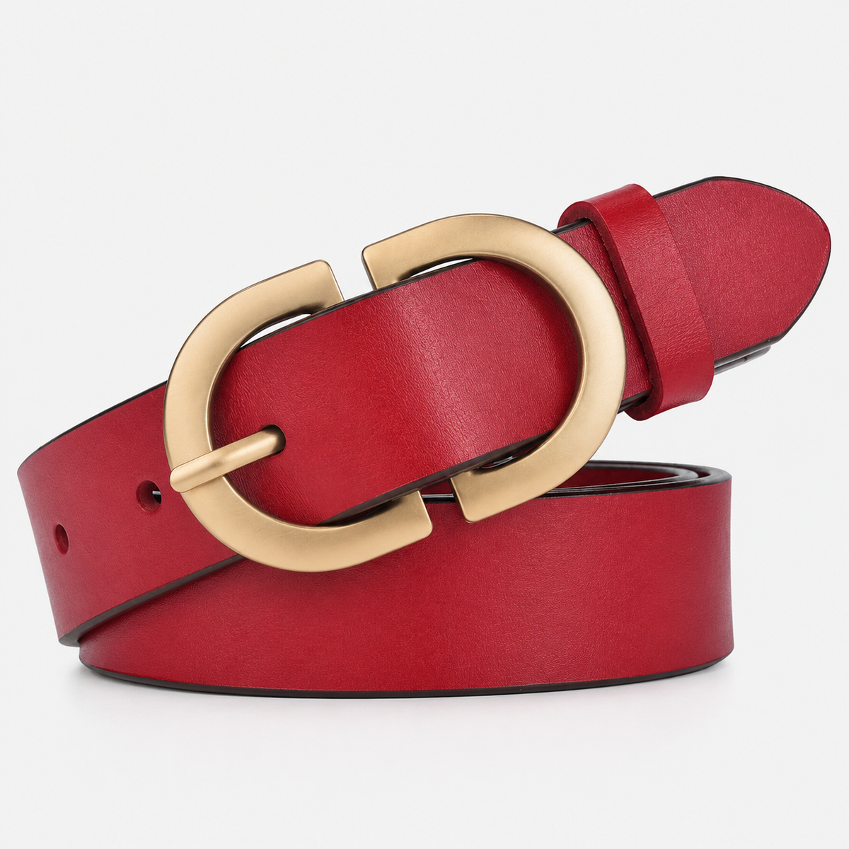Ceintures Alliage De Zinc En Cuir De Vachette Boucle Dorée Rouge Femme Univers Ceinture