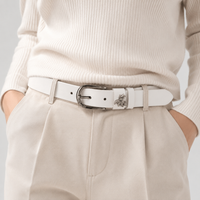 Ceintures Alliage Métallique En Cuir Blanc Femme portée Univers Ceinture