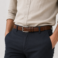 Ceintures Automne En Cuir Marron portée Homme Univers Ceinture
