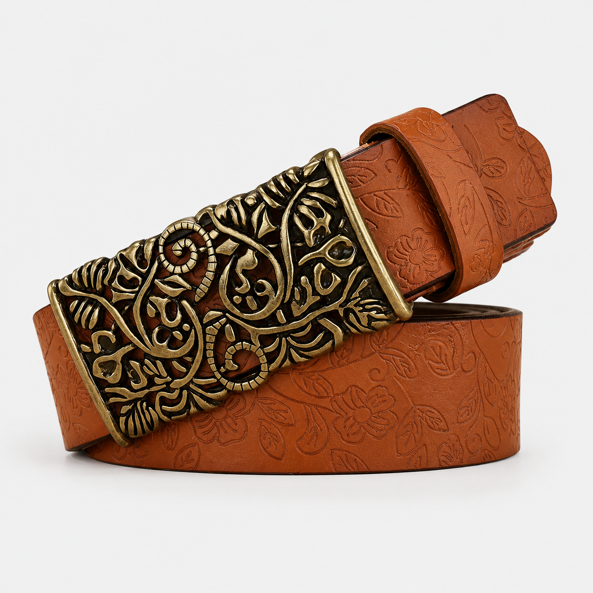 Ceintures Cuir Boucle Fleur Marron Univers Ceinture