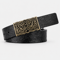 Ceintures Cuir Boucle Fleur Noir Univers Ceinture