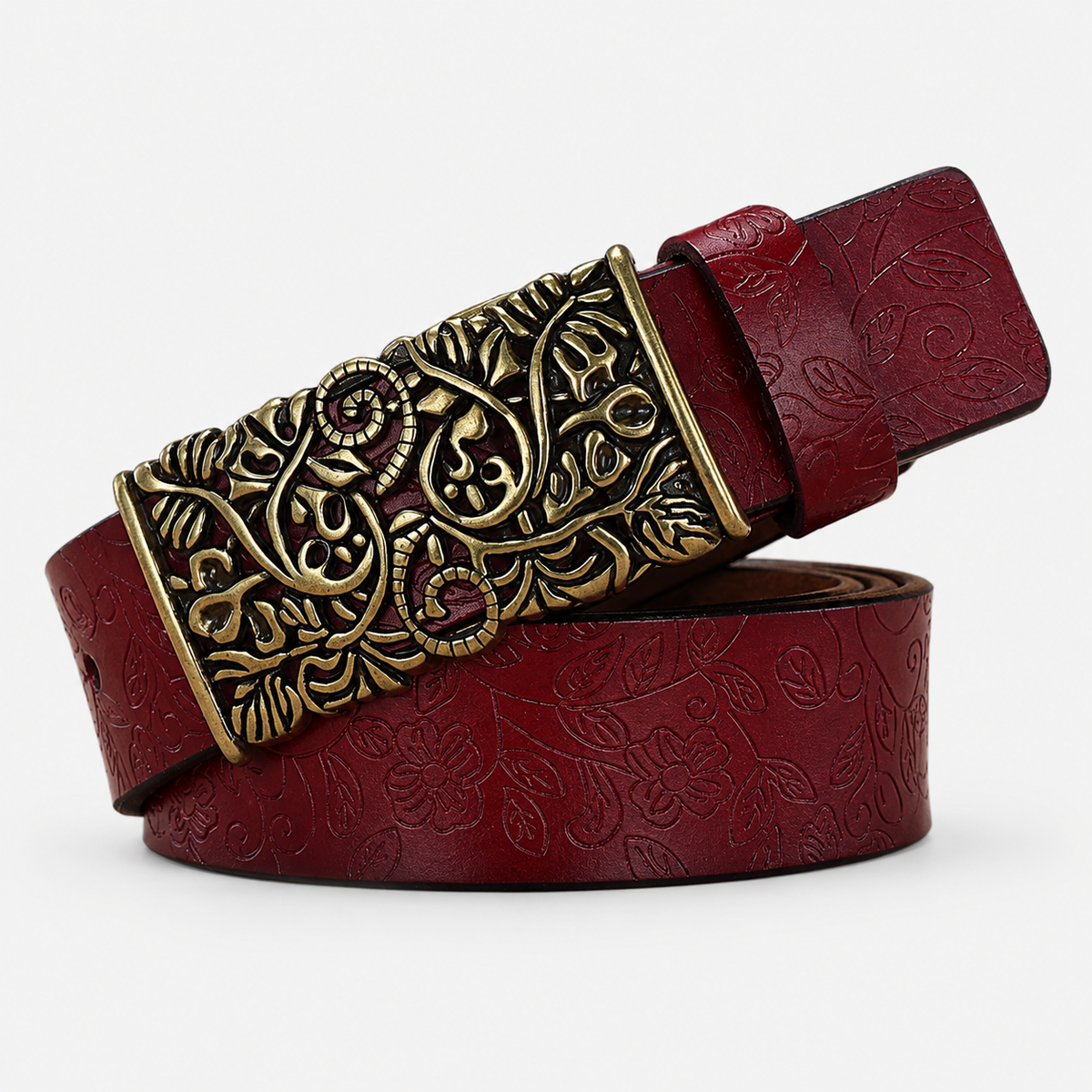 Ceintures Cuir Boucle Fleur Rouge Univers Ceinture