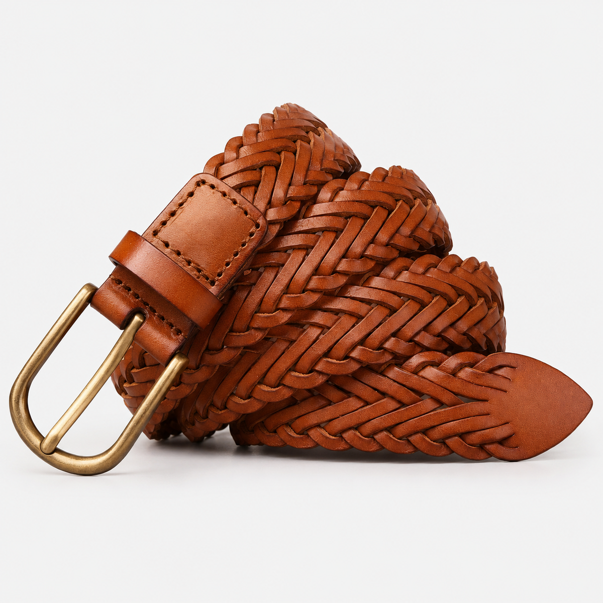Ceintures Cuir De Vachette Tressé Marron Univers Ceinture