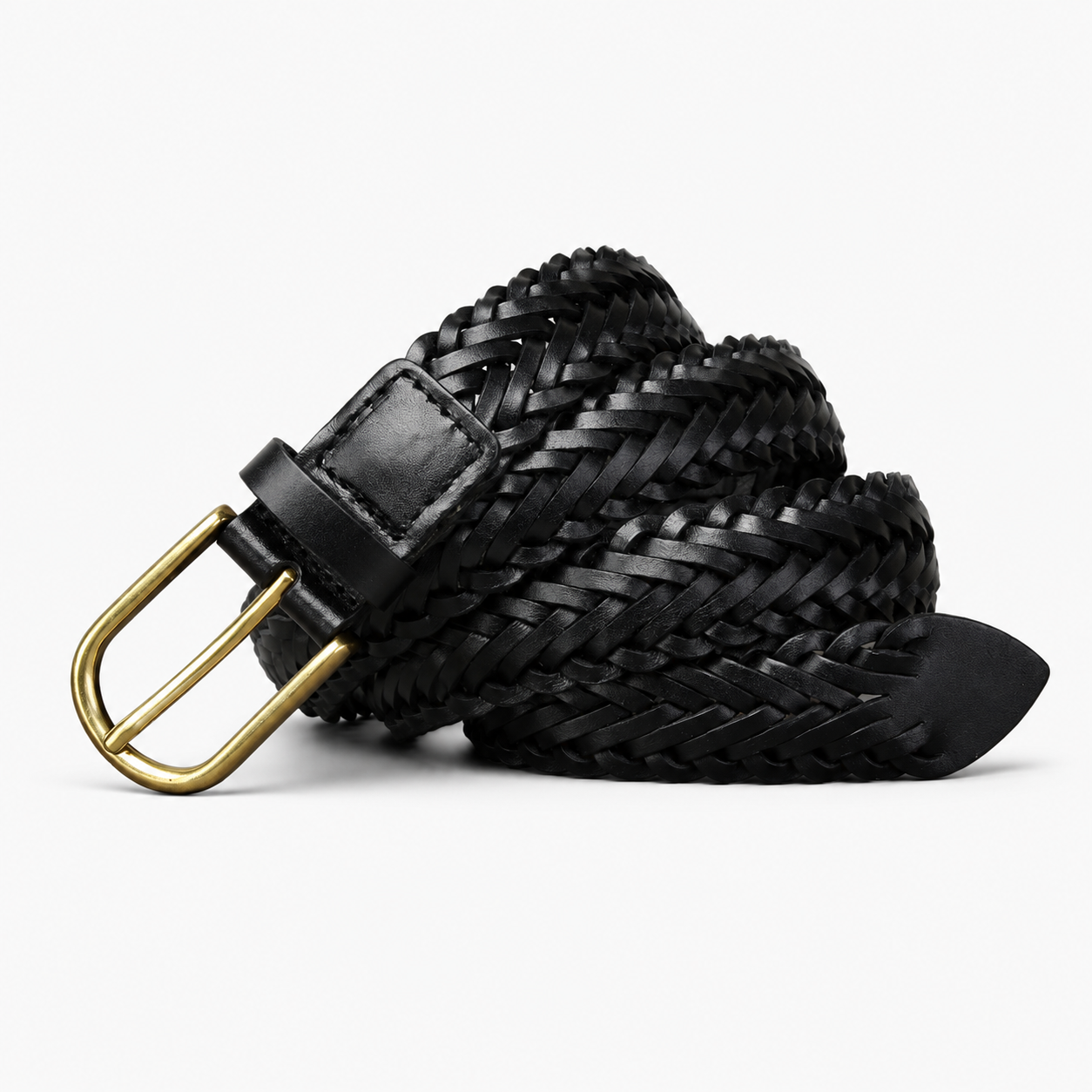 Ceintures Cuir De Vachette Tressé Noire Univers Ceinture