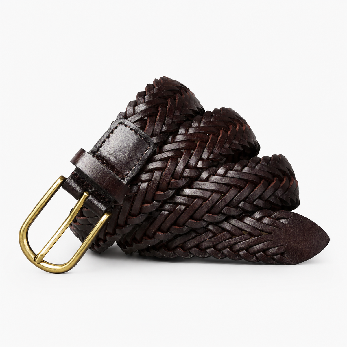 Ceintures Cuir De Vachette Tressé Café Univers Ceinture