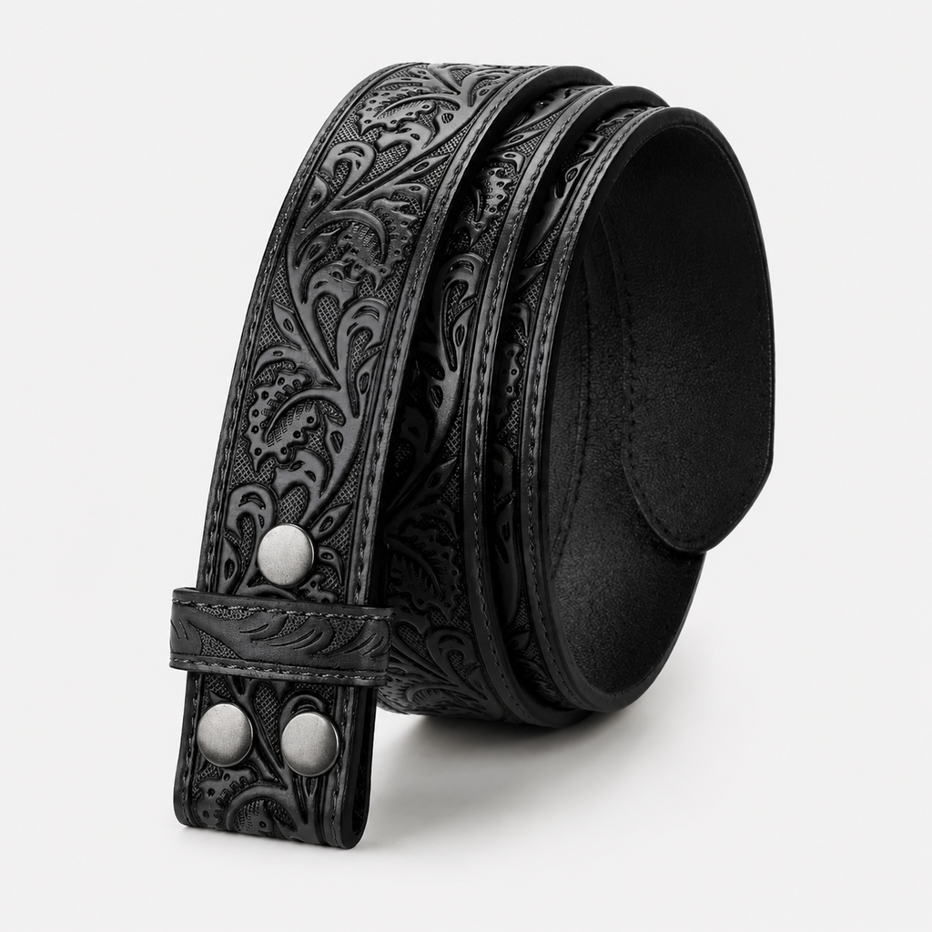 Ceintures Cuir Femme Gaufré Style Western Noire Univers Ceinture