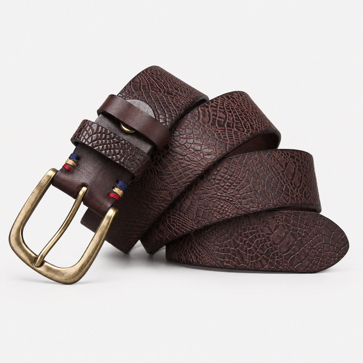 Ceintures Cuivre En Cuir Effet Serpent Boucle Ardillon Marron Univers Ceinture