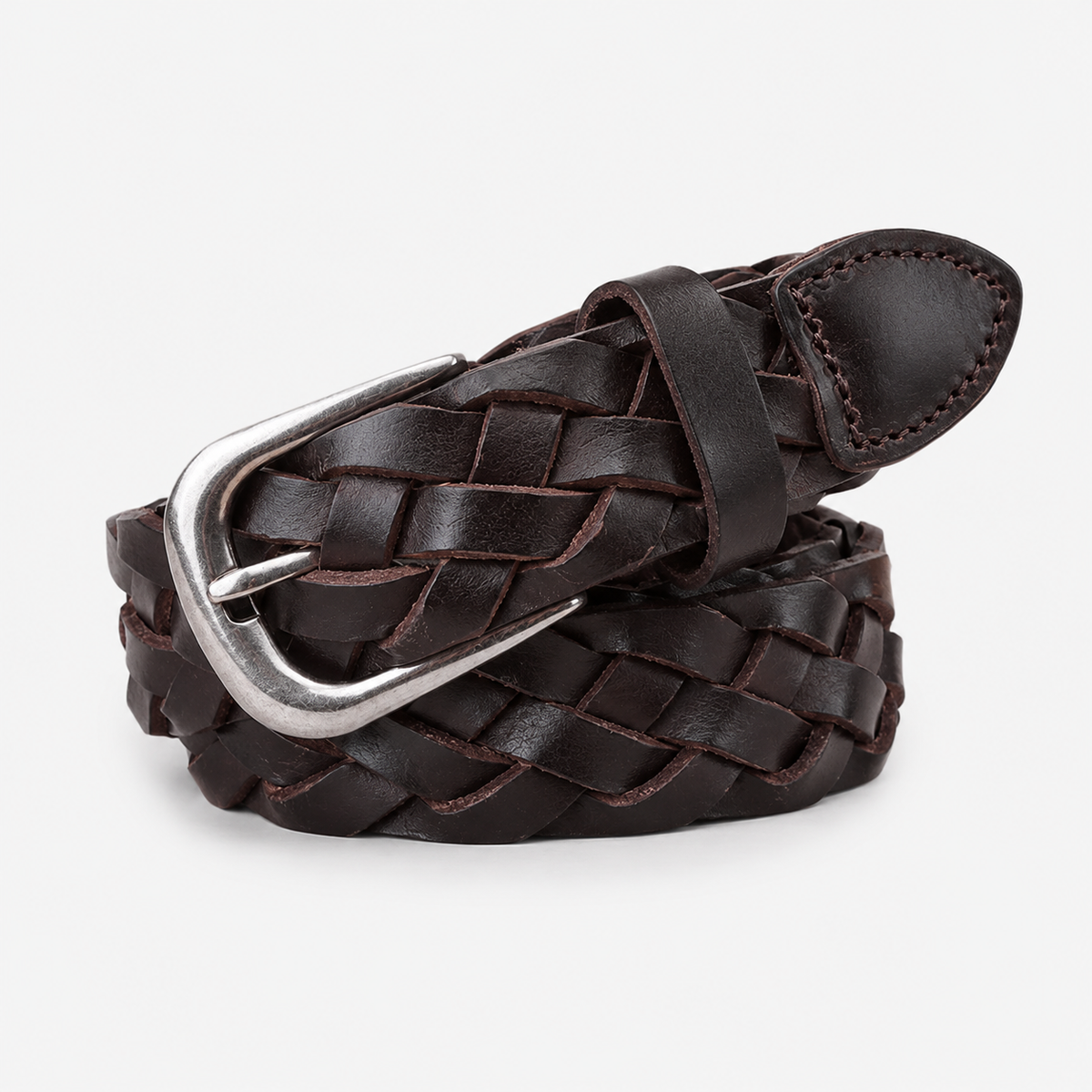 Ceintures Métal Tressée En Cuir Café Univers Ceinture