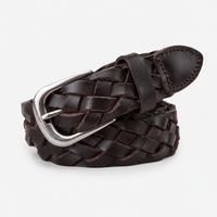 Ceintures Métal Tressée En Cuir Café Univers Ceinture