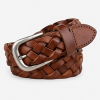 Ceintures Métal Tressée En Cuir Marron Univers Ceinture