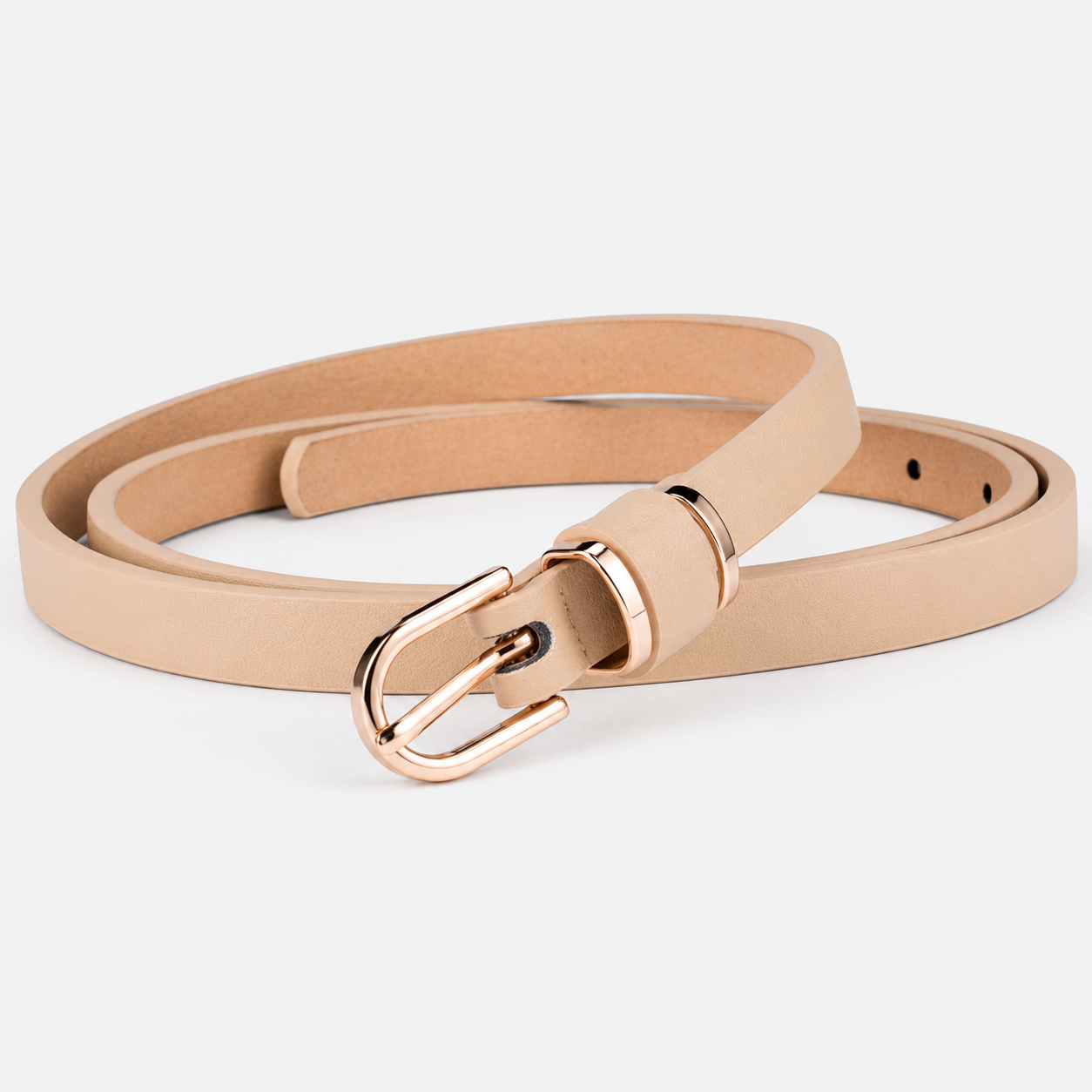 Ceintures Microfibre Fine En Cuir Beige Femme Univers Ceinture
