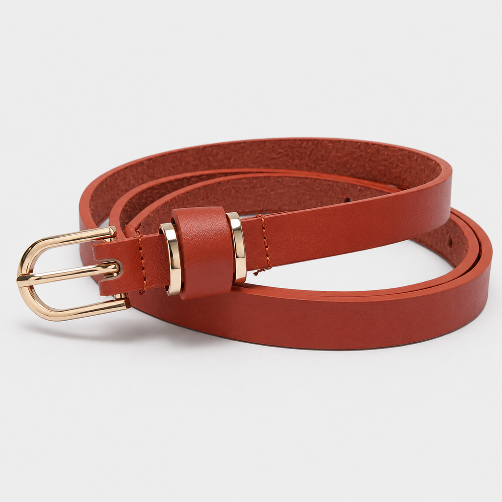 Ceintures Microfibre Fine En Cuir Orange Femme Univers Ceinture