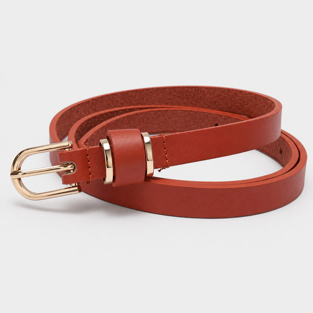 Ceintures Microfibre Fine En Cuir Orange Femme Univers Ceinture