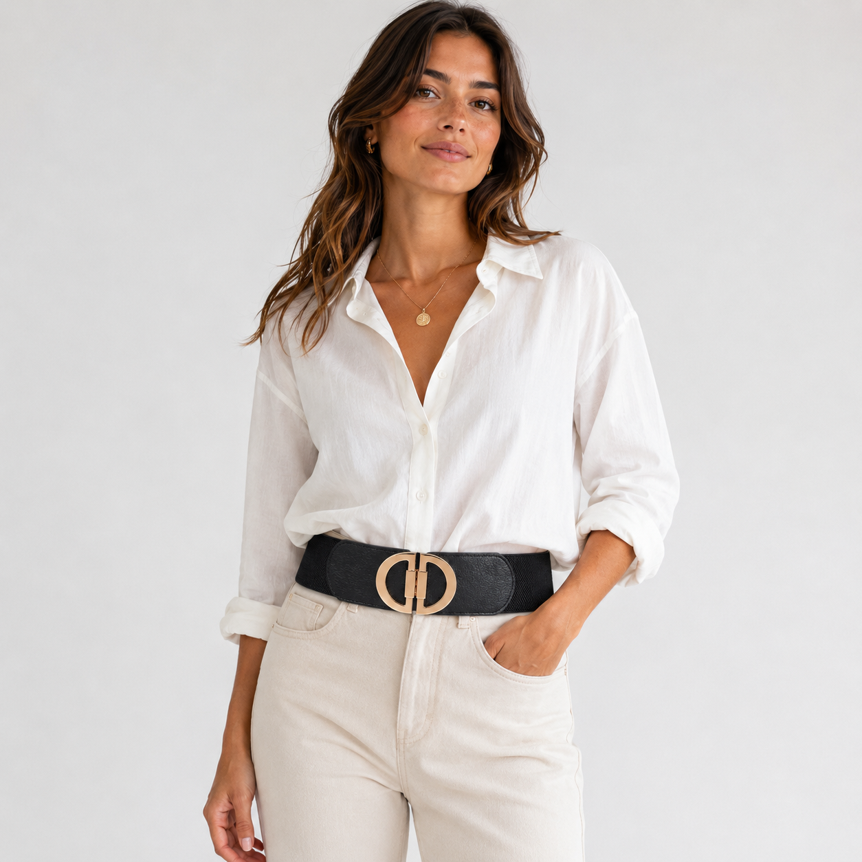 Ceintures Taille Élastique Large Noire Portée Univers Ceinture