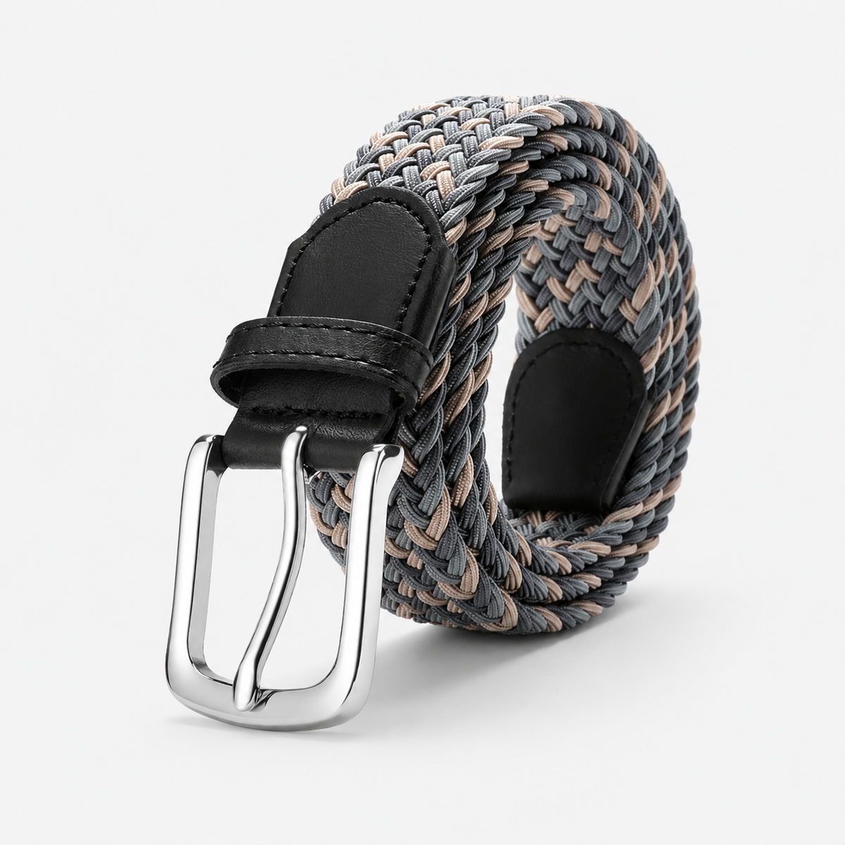Ceinture Tressée Élastique Grise