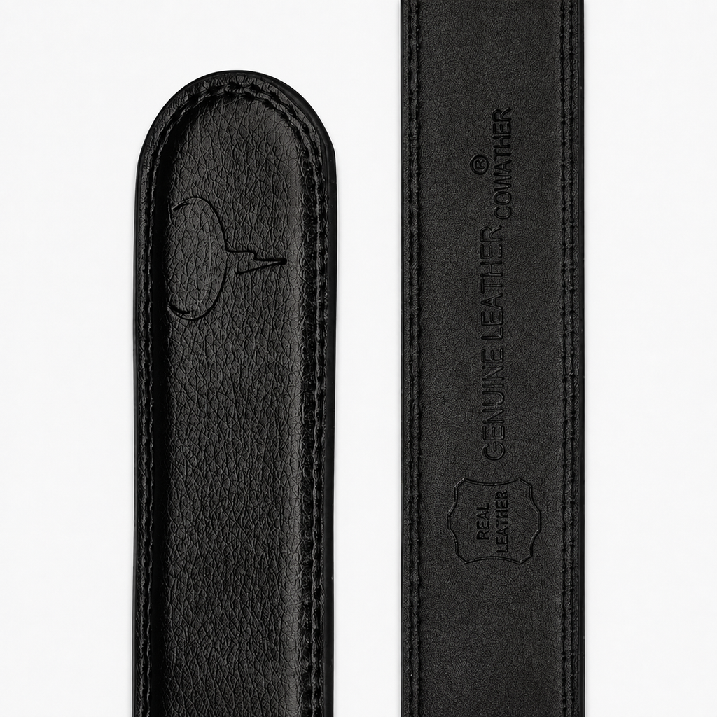 Ceinture Noire Classique Pour Homme En Cuir Véritable détails Univers Ceinture