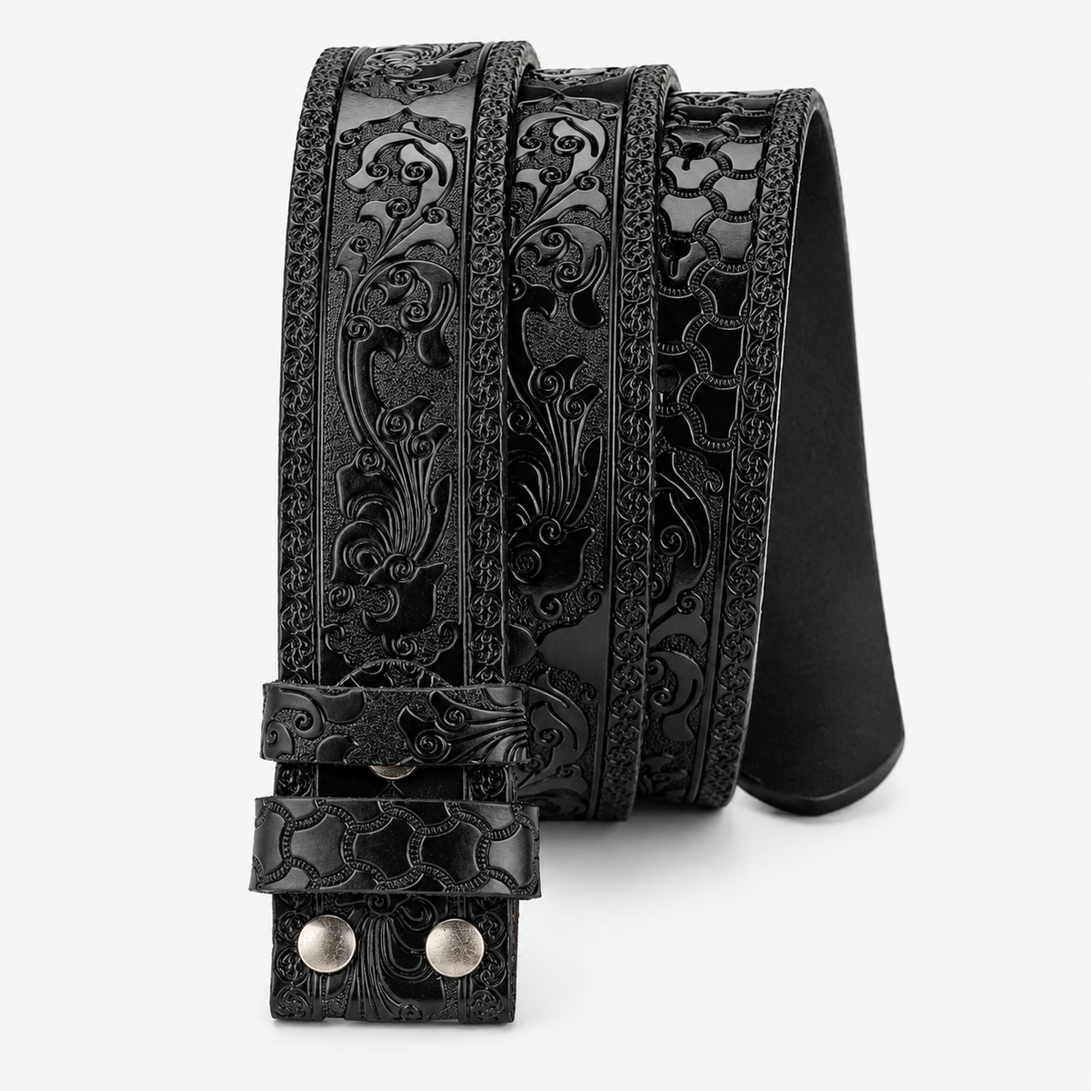 Sangle De Ceinture En Cuir Sans Boucle En Croûte Noire Univers Ceinture