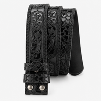 Sangle De Ceinture En Cuir Sans Boucle En Croûte Noire Univers Ceinture