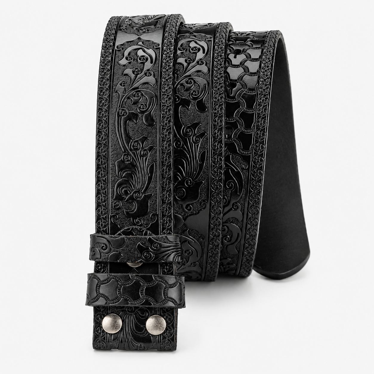 Sangle De Ceinture En Cuir Sans Boucle En Croûte Noire Univers Ceinture